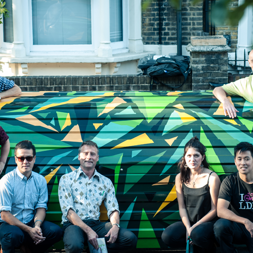 Local people with the Cyclehoop Bikehangar in Lambeth, London
