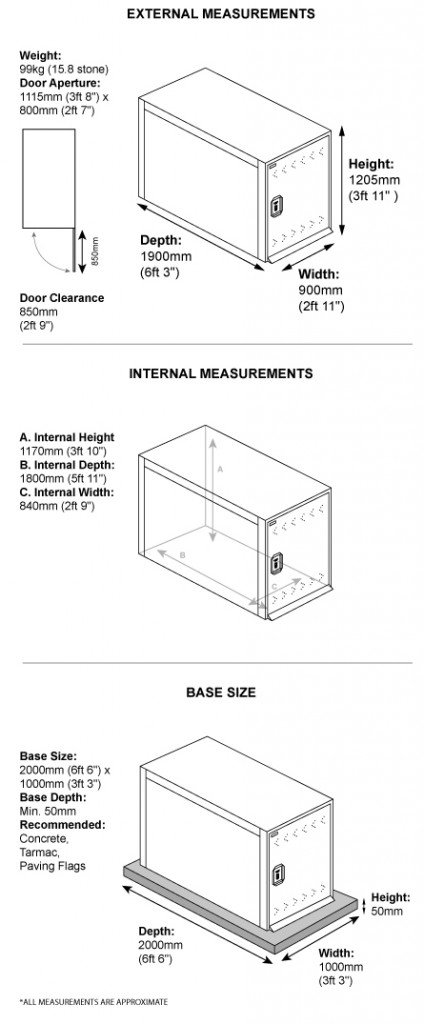 Double Bike Locker Dimensions Drawing
