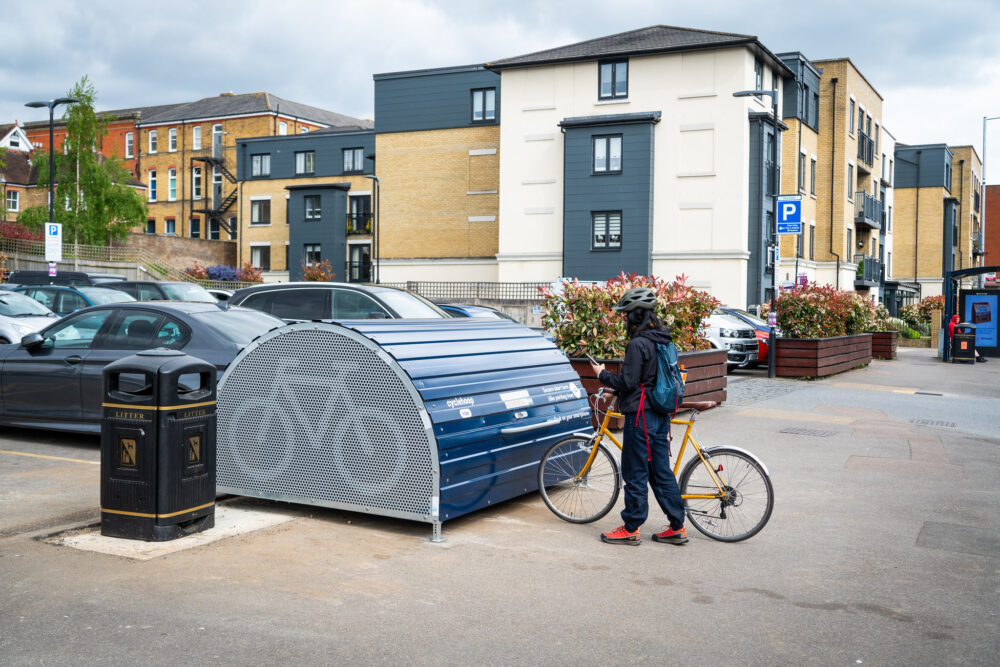 Woman using Bikehangar